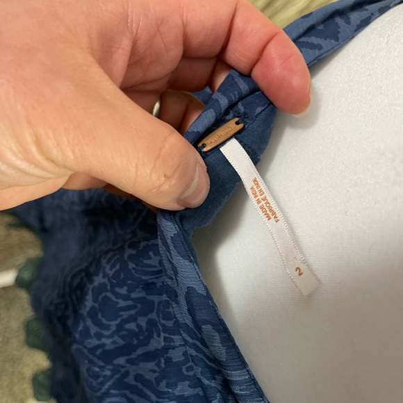 Free people Blue Boho Ruffle Flare Mini skirt Size 2 - Picture 6 of 8